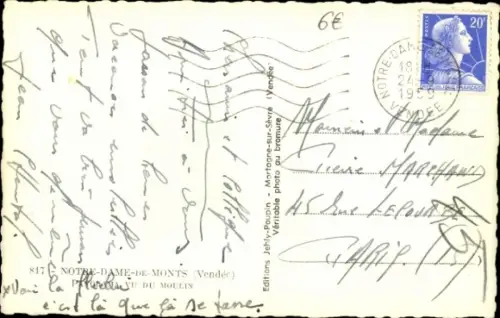Ak Notre Dame de Monts Vendée, Kirche, vue du Moulin