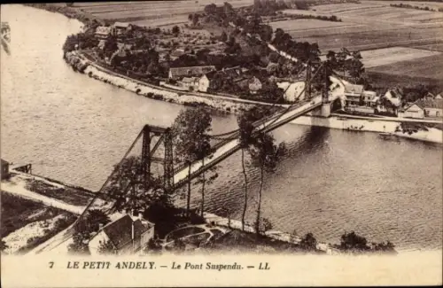 Ak Les Andelys Eure, Brücke über den Fluss, ländliche Umgebung,  Architektur
