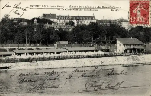 Ak Conflans Sainte Honorine Yvelines, Ecole du Sacre Coeur, Chateau de Conflans