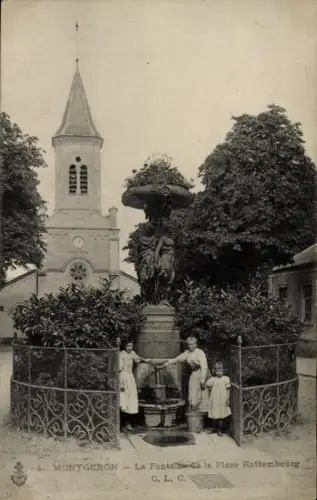 Ak Montgeron Essonne, Brunnen, Kinder, Kirche,  Umgebung