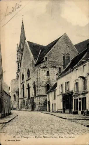 Ak Étampes Essonne, Kirche Notre Dame, Rue Darnetal