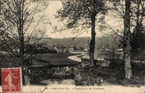 Ak Gif sur Yvette Essonne, Landschaft bei L'Yvette, Fluss mit Personen und Natur, Poststempel, fr