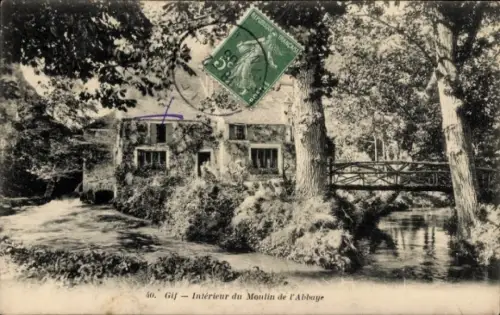 Ak Gif Essonne, Moulin de l'Abbaye, Brücke