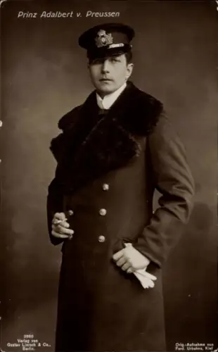 Ak Adalbert Prinz von Preußen, Standportrait, Mantel