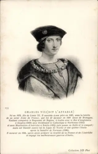 Ak Charles VIII., König von Frankreich, Portrait
