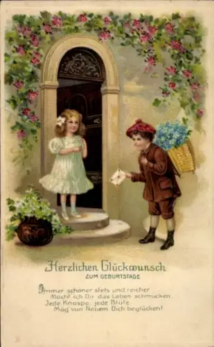 Ak Glückwunsch Geburtstag, Kinder, Vergissmeinnicht