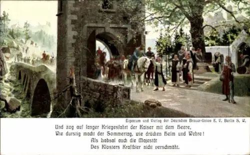 Künstler Ak Diemer, Zeno, Kriegesfahrt der Kaiser, Bier, Das deutsche Nationalgetränk