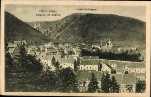 Ak Thale im Harz, Thale im Bodetal, Hotel Roßtrappe, Berglandschaft