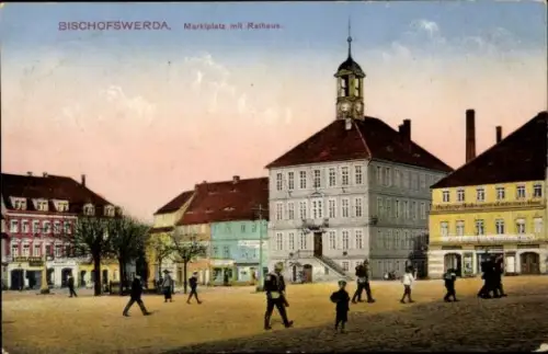 Ak Bischofswerda in Sachsen,  Marktplatz, Rathaus,  