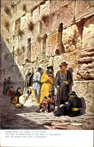 Judaika Künstler Ak Perlberg, F., Jerusalem Israel, Klagemauer