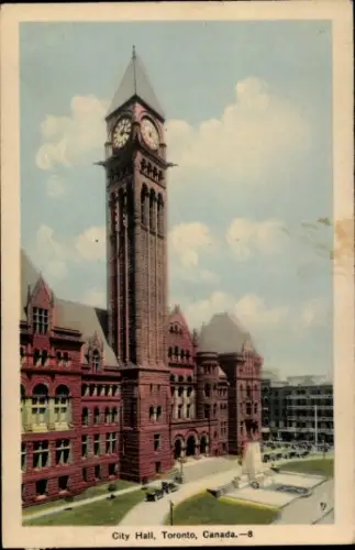 Ak Toronto Ontario Kanada, Rathaus,  Uhrturm,  Architektur