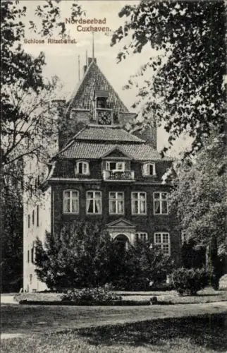 Ak Ritzebüttel Cuxhaven in Niedersachsen, Schloss Ritzebaftel, Nordseebad  Gartenanlage