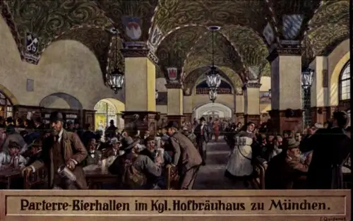 Ak München, Parterre-Bierhallen, Kgl. Hofbräuhaus