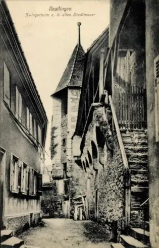 Ak Reutlingen in Württemberg, 3wingerturm, alte Stadtmauer, 