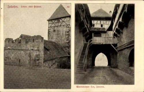 Ak Iphofen in Unterfranken,  Toten- oder Pesttor, Einersheimer Tor, Inneres