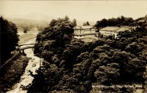 Ak Nikko Präfektur Tochigi Japan, Brücke, Nikko Kanaya Hotel, Fluss, Bäume