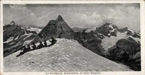 Ak Zermatt Kanton Wallis, Breithorn mit Matterhorn