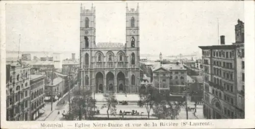 Ak Montreal Québec Kanada, Eglise Notre-Dame, Blick auf den Fluss,  