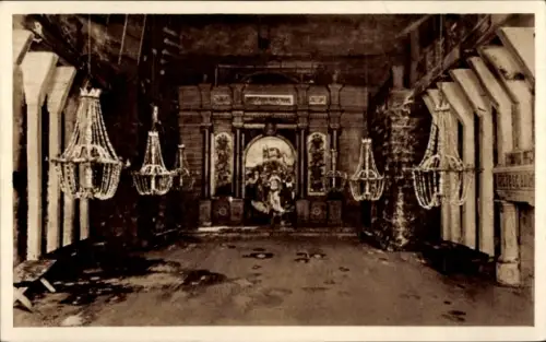 Ak Wieliczka Groß Salze Polen, Raum mit Kronleuchtern,  Szenerie, große Halle