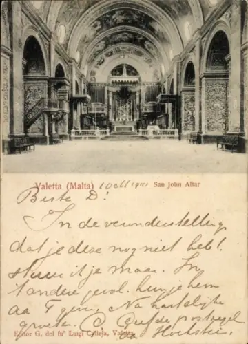 Ak Valletta Malta, San John Altar, 1900, Malta