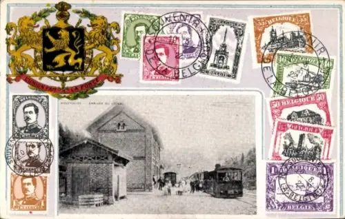 Birefmarken Wappen Ak Houffalize Wallonien Luxemburg, Bahnhof, Gleisseite
