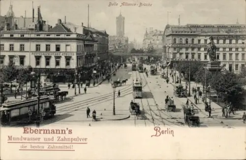 Ak Berlin Mitte, Berolina Denkmal, Alexanderplatz, Rathaus, Straßenbahn, Reklame