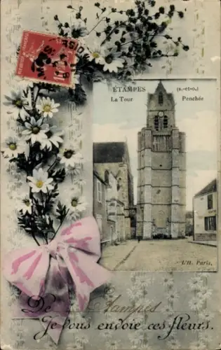 Ak Étampes Essonne, Viktorianische Architektur, La Tour, Blumen, Café