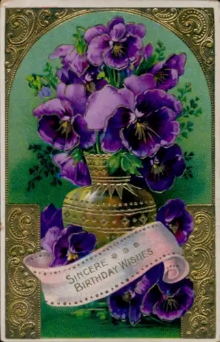 Präge Ak Glückwunsch Geburtstag, Blumen