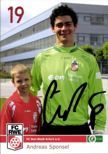Autogrammkarte Fußballer Andreas Sponsel, FC Rot-Weiß Erfurt, Autogramm