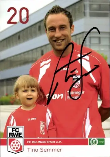 Autogrammkarte Fußballer Tino Semmer, FC Rot-Weiß Erfurt, Autogramm