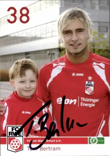 Autogrammkarte Fußballer Tom Bertram, FC Rot-Weiß Erfurt, Autogramm