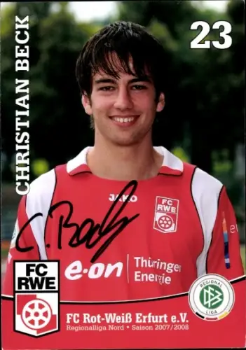 Autogrammkarte Fußballer Christian Beck, FC Rot-Weiß Erfurt, Autogramm