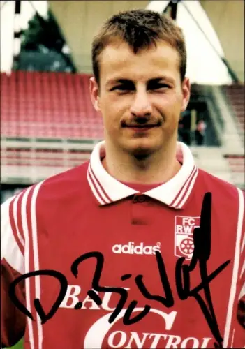 Autogrammkarte Fußballer D. Bärwolf, FC Rot-Weiß Erfurt, Autogramm