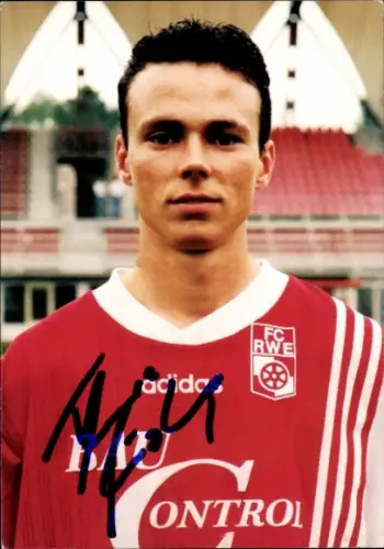 Autogrammkarte Fußballer Thomas Münzberg, FC Rot-Weiß Erfurt, Autogramm