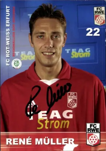 Autogrammkarte Fußballer René Müller, FC Rot-Weiß Erfurt, Autogramm