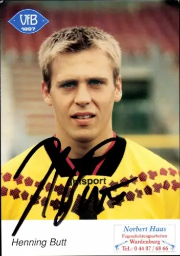 Autogrammkarte Fußballer Henning Butt, VfB Oldenburg, Autogramm