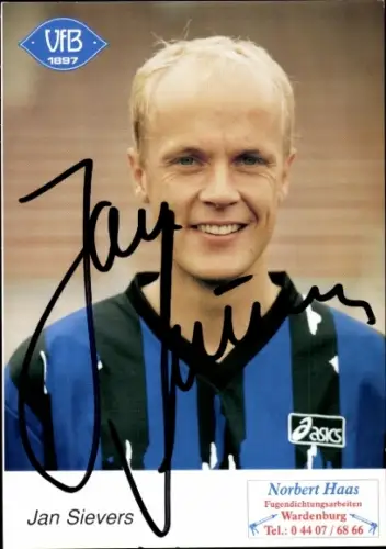 Autogrammkarte Fußballer Jan Sievers, VfB Oldenburg, Autogramm