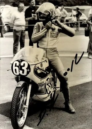 Foto Motorrennsport, Motorradrennfahrer, Kneubühler, Yamaha, Autogramm