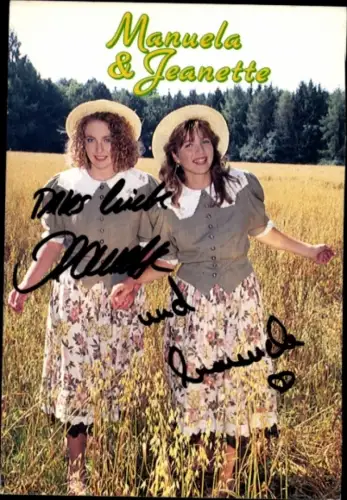 Autogrammkarte Sänger Manuela und Jeanette, Autogramm