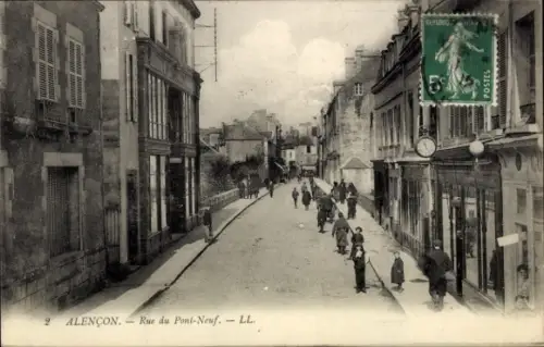Ak Alencon Orne,  Rue du Pont-Neuf, Stadtansicht,  Fotografie