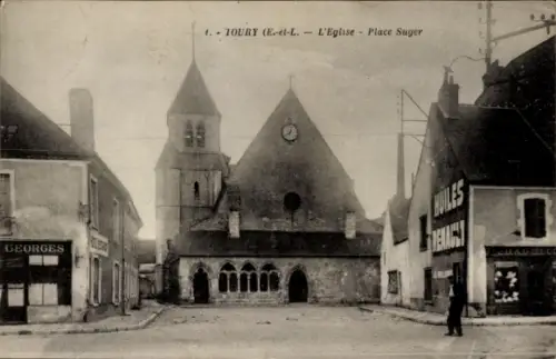 CPA Toury Eure et Loir, Église, Place Suger