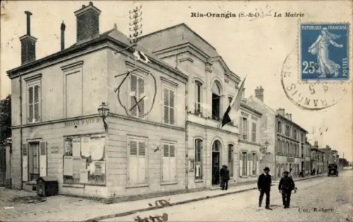 Ak Ris Orangis Essonne, Rathaus, Fahnen