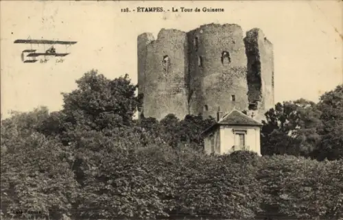 Ak Étampes Essonne, La Tour de Guinette, Flugzeug im oberen Bild