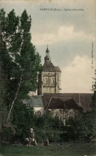 Ak Damville Eure, Kirche, Vue arriere, Garten