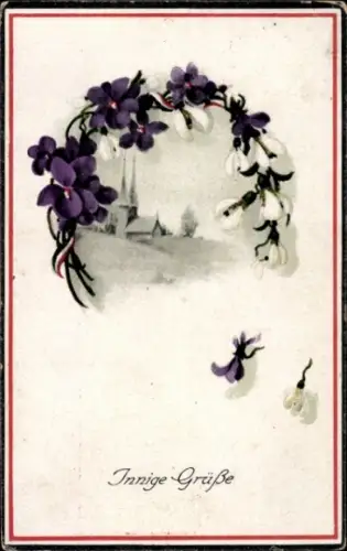 Ak Innige Grüße, Kitsch, Blumen, Schneeglocken