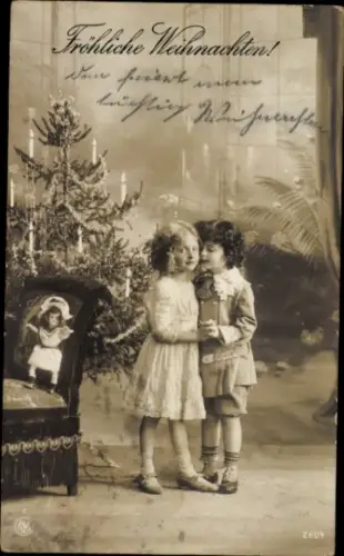 Ak Glückwunsch Weihnachten, Kinder, Tannenbaum