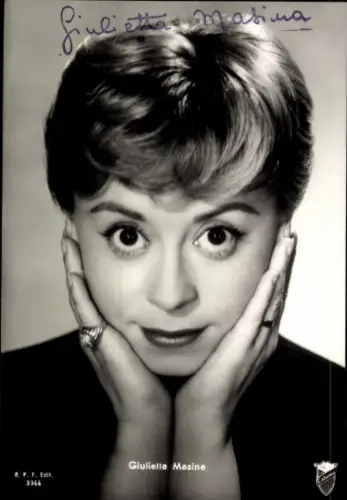 Ak Schauspielerin Giulietta Masina, Portrait, Autogramm