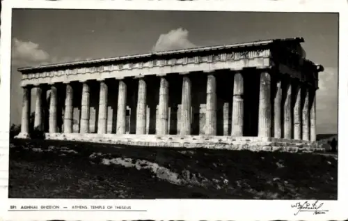 Ak Athen Griechenland, Tempel des Theseus, Schwarz-Weiß-Foto, sehr gut erhalten