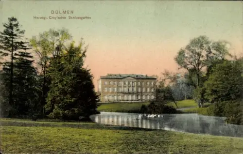 Ak Dülmen im Münsterland Westfalen, Schlossgarten, Wasser, Bäume, Gebäude, Dülmen