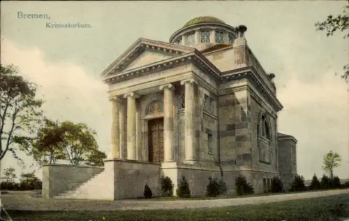 Ak Schnoor Bremen, Krematorium,  Architektur, farbige 